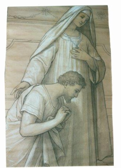 Conversione di sant'Agostino: particolare del santo