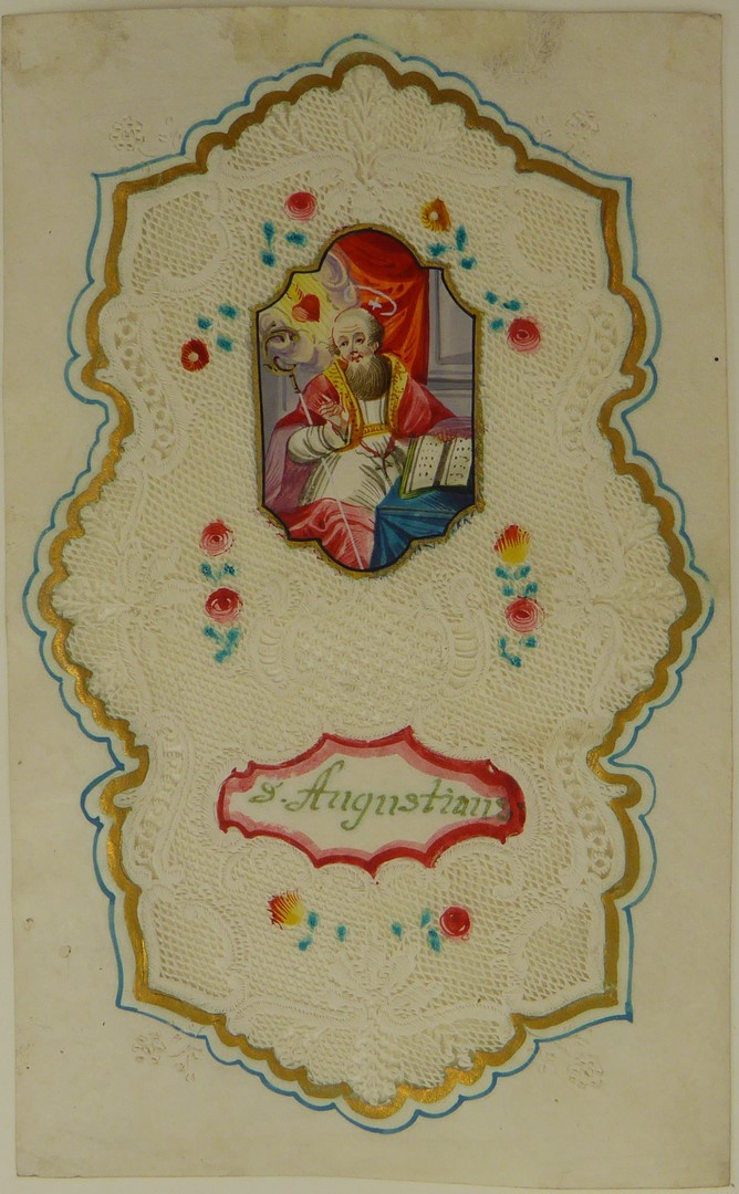 Sanctus Augustinus vescovo e cardioforo allo scrittoio