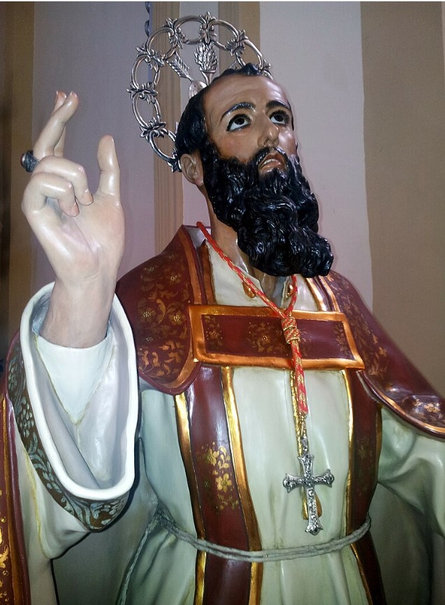 Sant'Agostino vescovo e Dottore della Chiesa: particolare del volto
