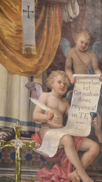 La pala con sant'Agostino sull'altare maggiore della chiesa