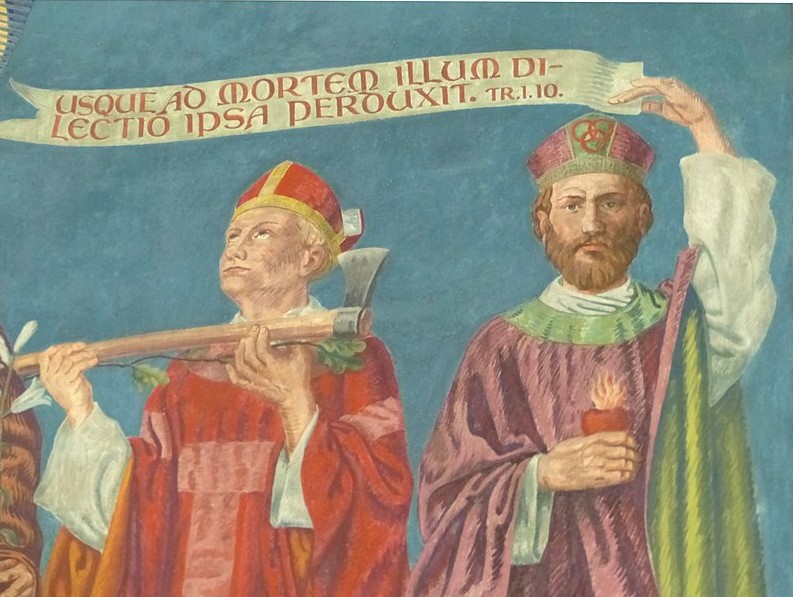 Agostino cardioforo ai piedi della croce