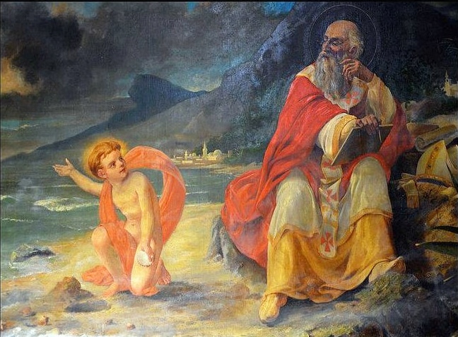 Agostino e il bambino sulla spiaggia
