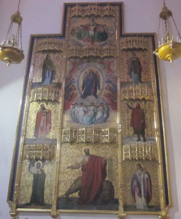 La Vergine Immacolata, la Trinità, Gerolamo, Agostino e altri santi di Josè mendes nella chiesa di san Jeronimo el Real a Madrid