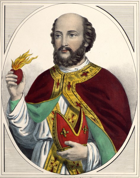 Agostino vescovo con il cuore fiammante
