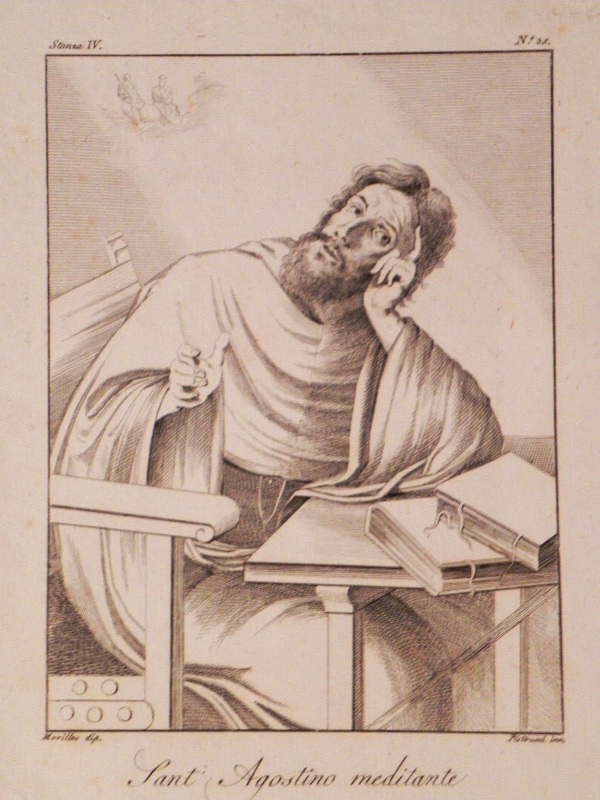 Sant'Agostino medita sul mistero della Trinità nel suo studio