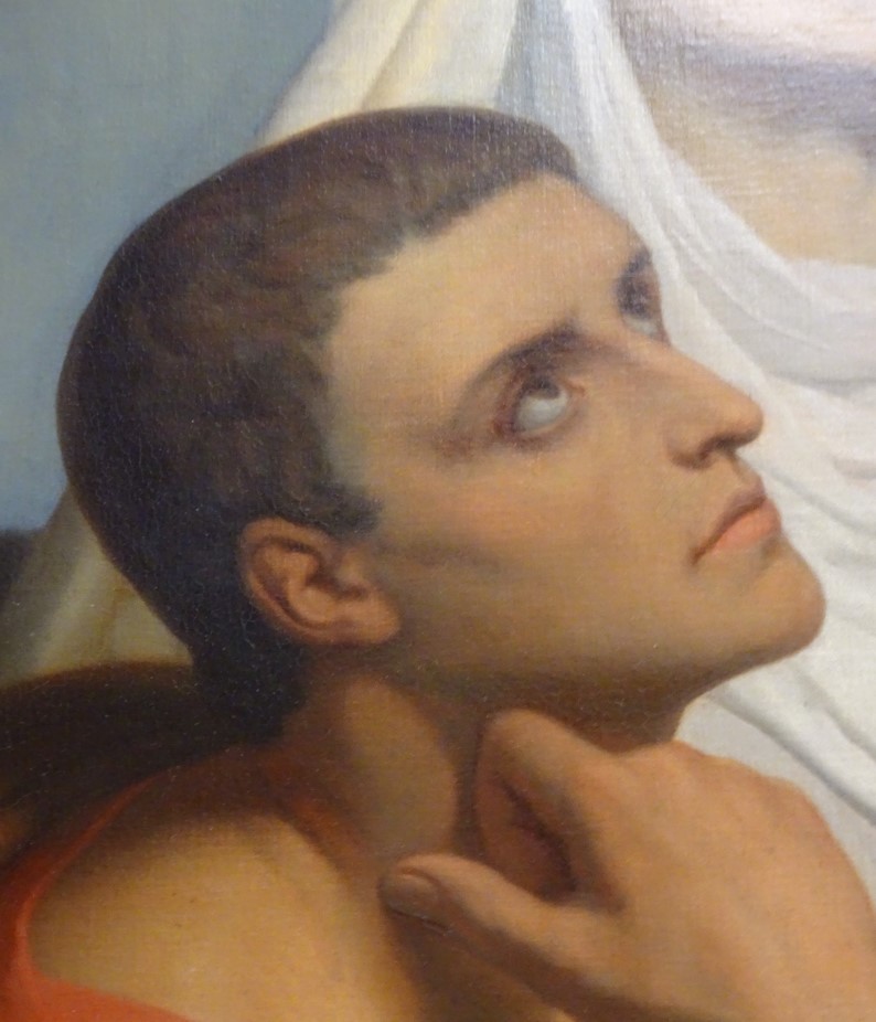 Estasi di Ostia di Johann Scheffer von Leonhardshoff al Louvre: particolare del volto di Agostino