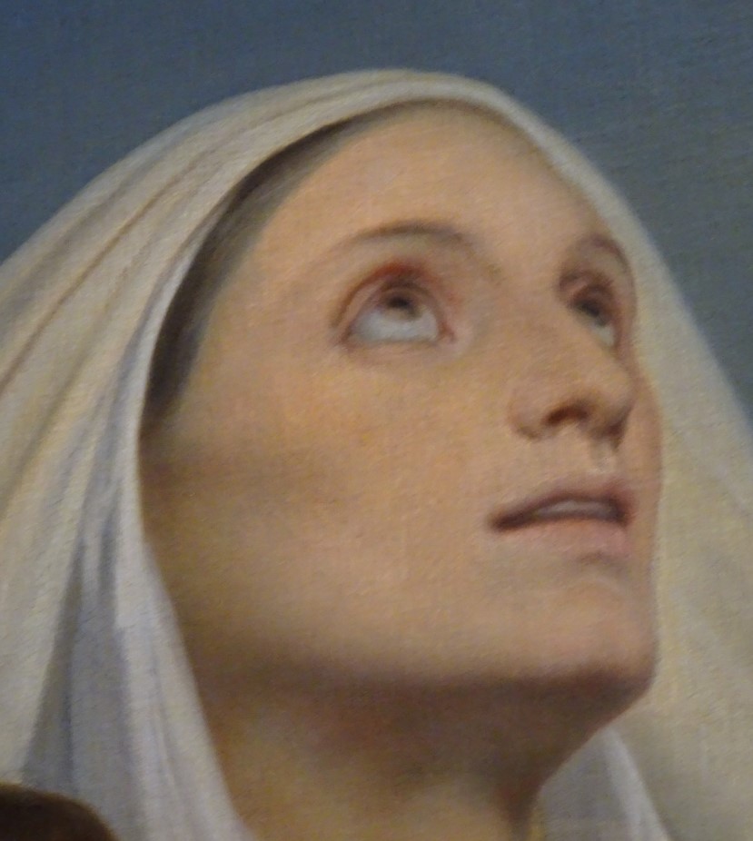 Estasi di Ostia di Johann Scheffer von Leonhardshoff al Louvre: particolare del volto di Monica