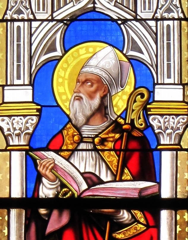 Agostino vescovo e Dottore della Chiesa con san Gerolamoo: particolare del volto