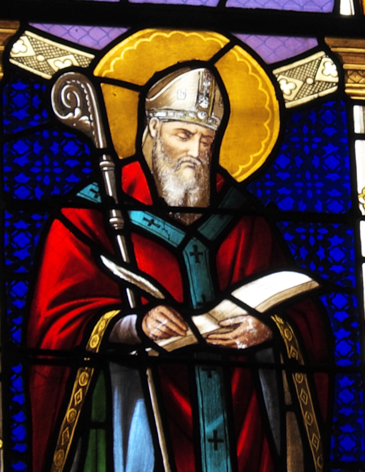 Sant'Agostino vescovo e Dottore della Chiesa: particolare del volto