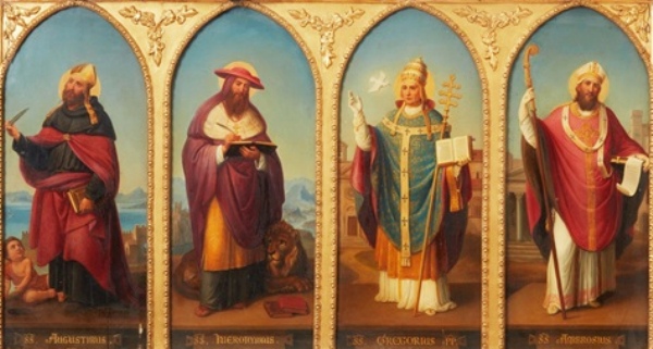 Agostino Dottore della Chiesa e il bambino sulla spiaggia