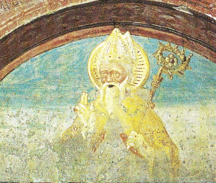 Sant'Agostino benedicente in un affresco a Almenno San Salvatore
