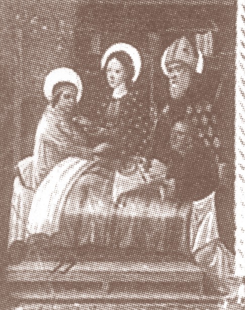 Particolare della guarigione di Nicola con Agostino e Monica