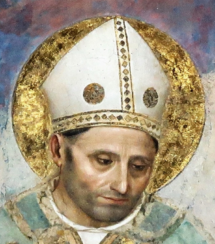 La Crocifissione con Agostino e santi del Beato Angelico: particolare del viso di Agostino