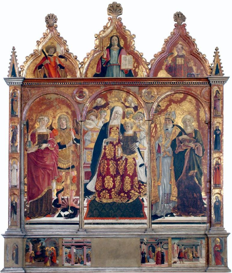 Il polittico con la Madonna in trono con Gesù Bambino, Agostino e Santi