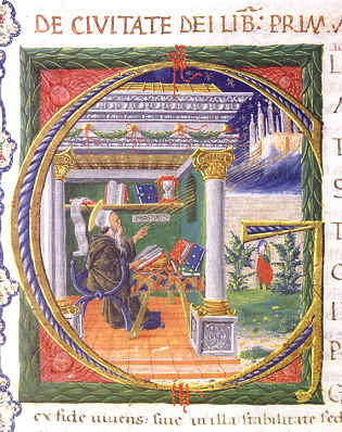 Sant'Agostino nello studiolo scrive la Città di Dio di Taddeo Crivelli