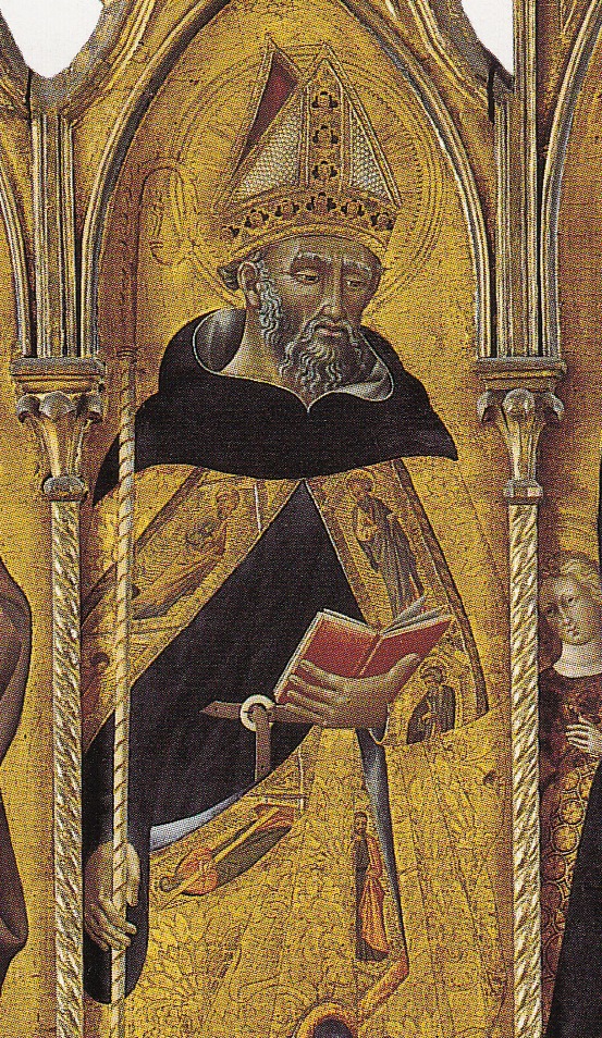 Madonna in trono col Bambino, Agostino, angeli e santi