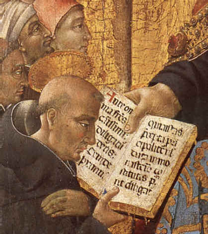 Agostino consegna la Regola ai frati, dipinto di Giovanni di Paolo ad Avignone