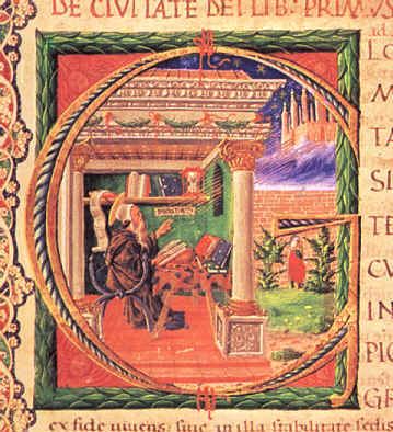 Sant'Agostino nel suo studio vede la Città eterna