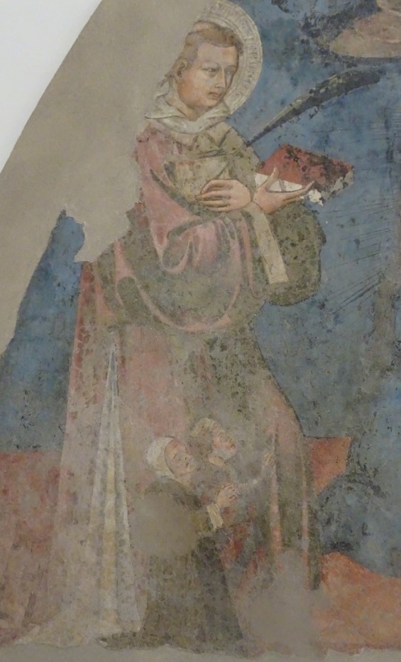 Particolare di san Lorenzo con devoti donatori
