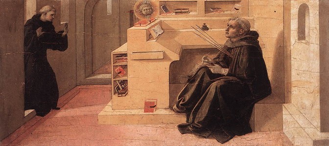 Predella della Pala Barbadori: Agostino nel suo studio