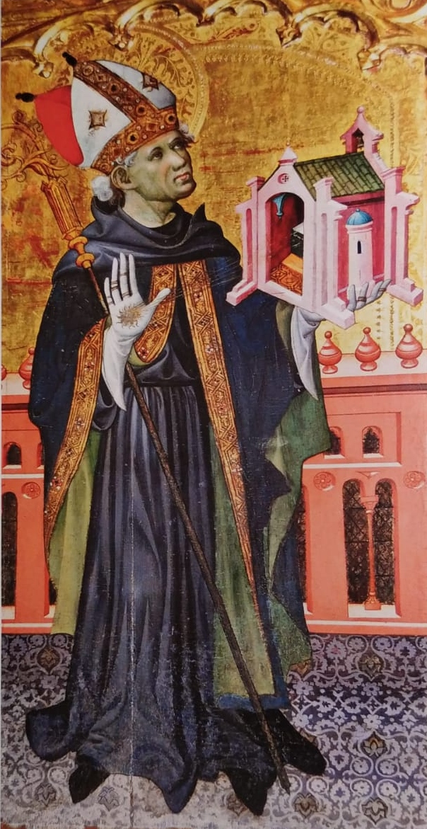 Sant'Agostino vescovo e Dottore della Chiesa con in mano una chiesa