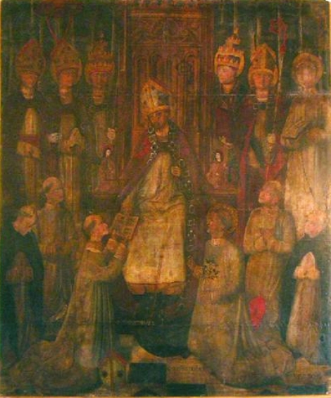 Sant'Agostino in trono riceve da San Possidio la Vita Augustini
