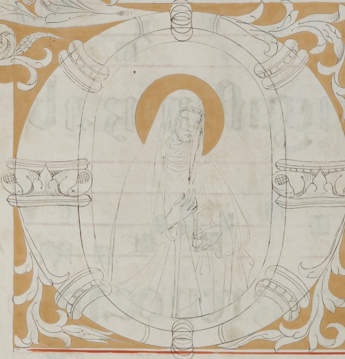 Santa Monica in una miniatura dell'Antifonario di San Gaggio in San Marco a Firenze