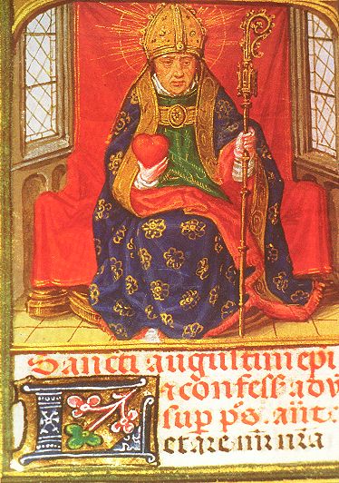 Sant'Agostino vescovo e cardioforo da una miniatura francese quattrocentesca