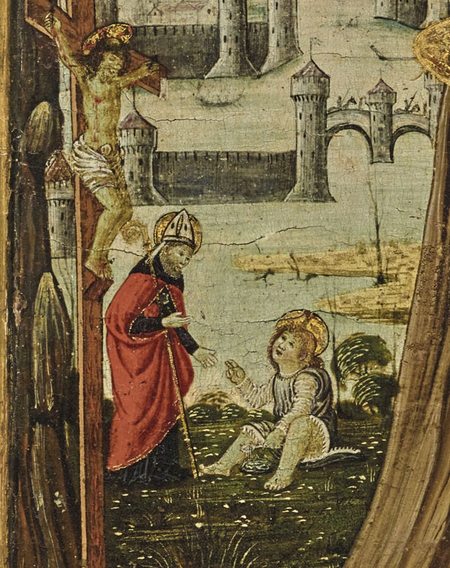 Agostino e il bambino sulla spiaggia
