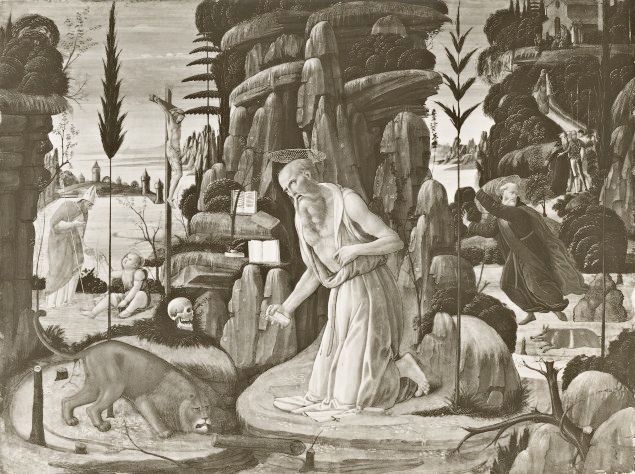 San Girolamo penitente nel deserto, Sant'Agostino e il bambino in riva al mare, Tentazioni di sant'Antonio Abate