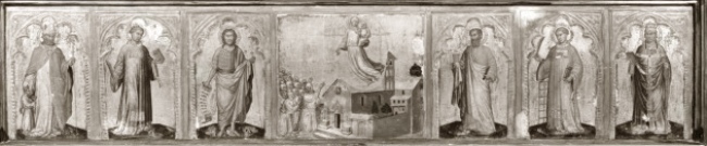 Sant'Agostino, Santo Stefano, San Giovanni Battista, Apparizione della Madonna con Bambino alle consorelle della Mercede, San Bartolomeo, San Lorenzo, San Gregorio Magno