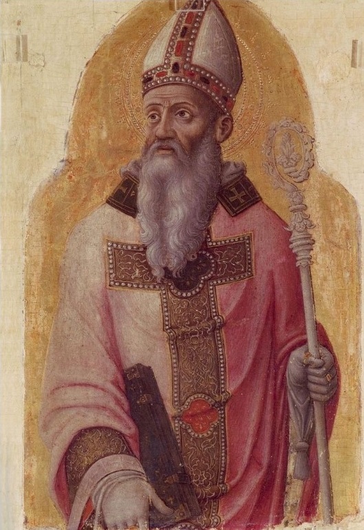Particolare di sant'Agostino nel polittico di Vivarini