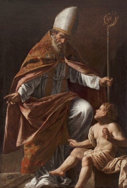 Agostino e il bambino in riva al mare