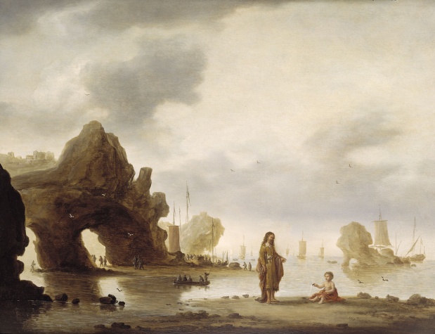 Agostino e il bambino sulla spiaggia