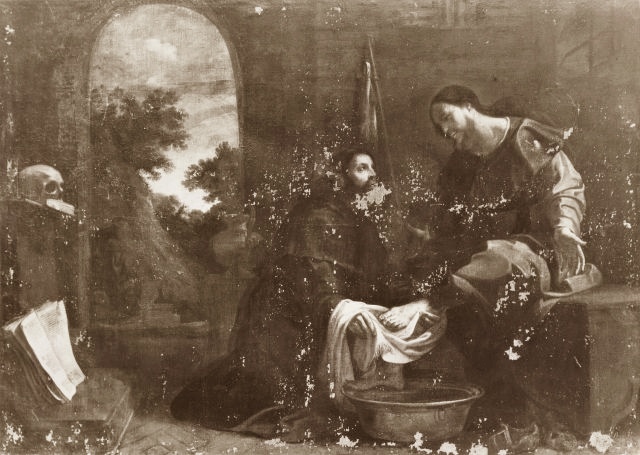 Agostino lava i piedi a Cristo pellegrino
