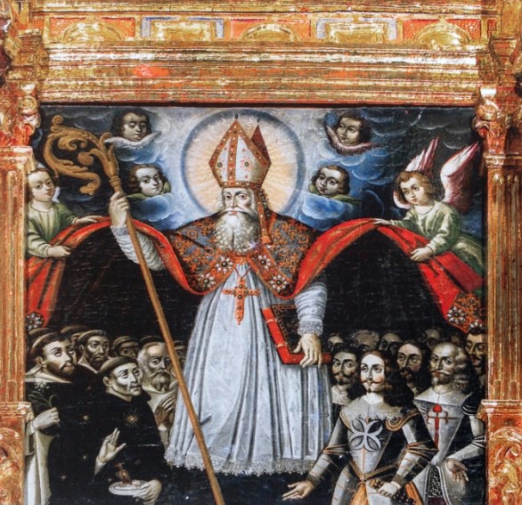 Agostino con san Nicola da Tolentino, Carlo II e cavalieri