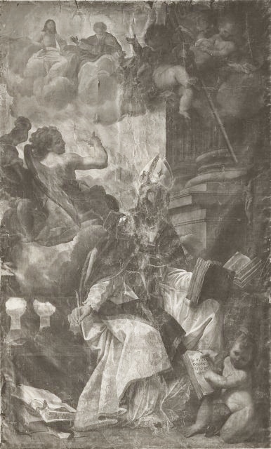 Sant'Agostino scrive ispirato dalla Trinità