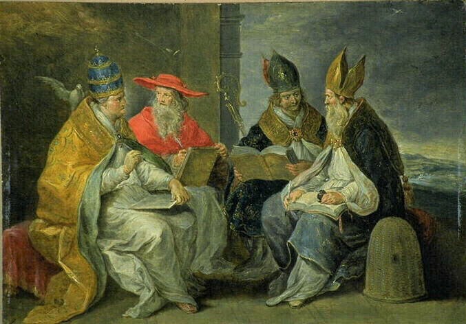 Agostino con i Dottori della Chiesa