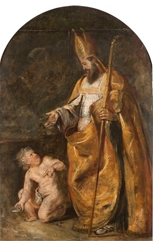 Agostino e il bambino sulla spiaggia