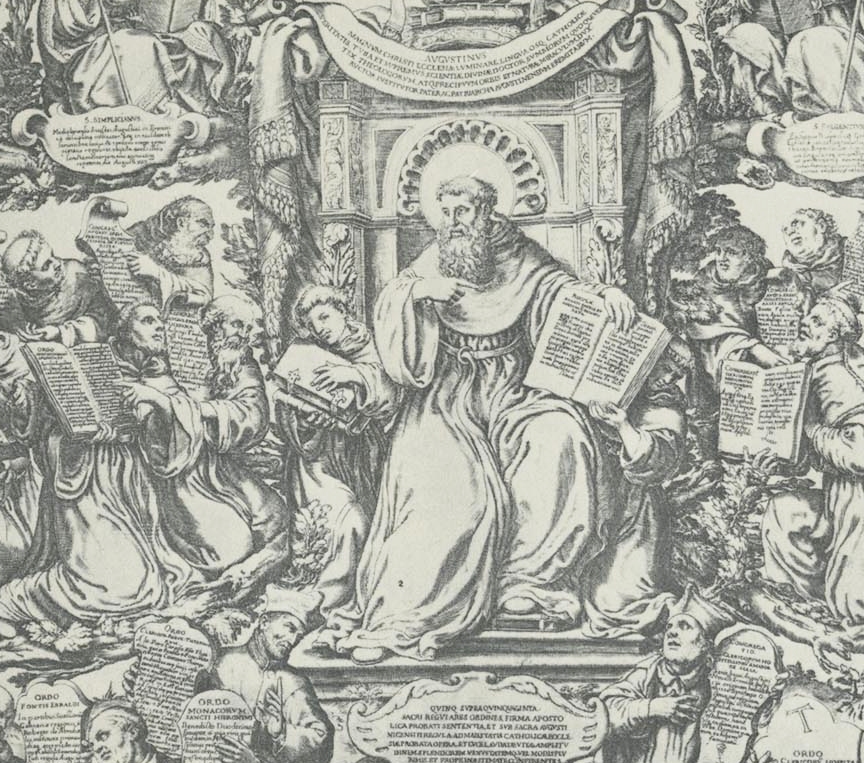 Gloria mistica di sant'Agostino che offre la sua regola alla posterità agostiniana