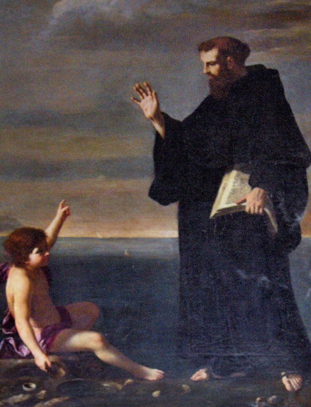 Agostino e il bambino sulla spiaggia