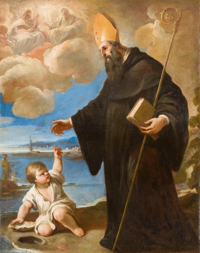 Agostino e il bambino sulla spiaggia