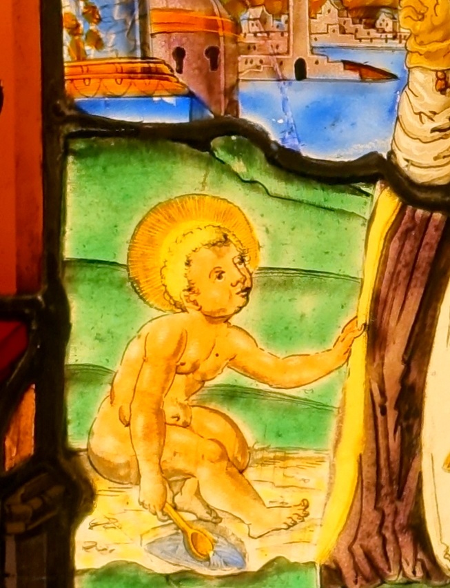 Agostino e il bambino sulla spiaggia