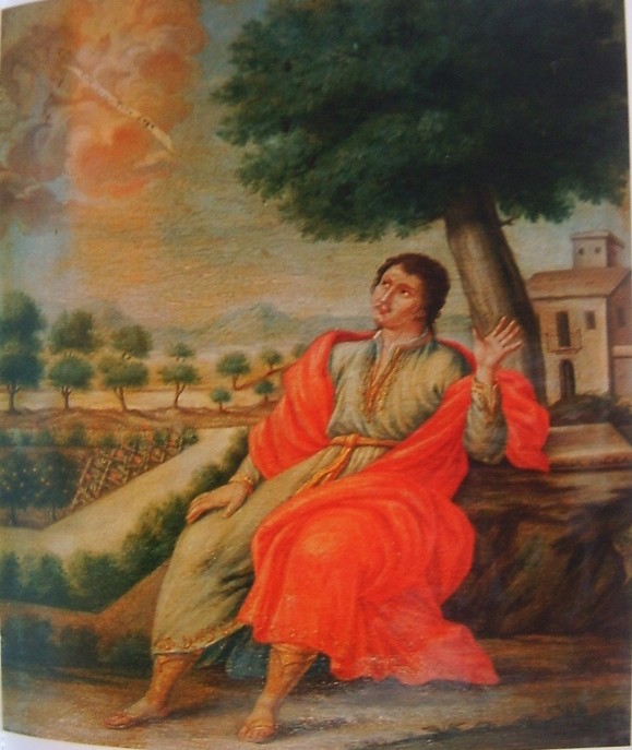 Agostino sotto l'albero nella scena del tolle lege