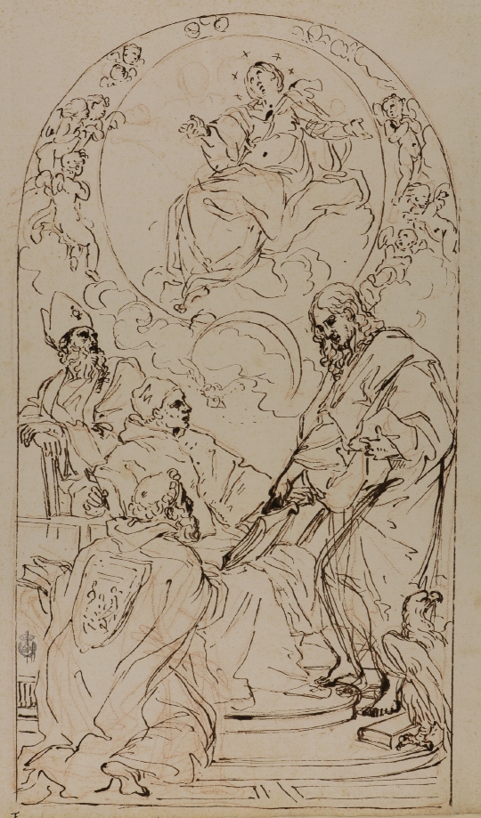 Studio dell'Immacolata Concezione con i santi Giovanni, Gregorio, Giovanni Crisóstomo e Agostino
