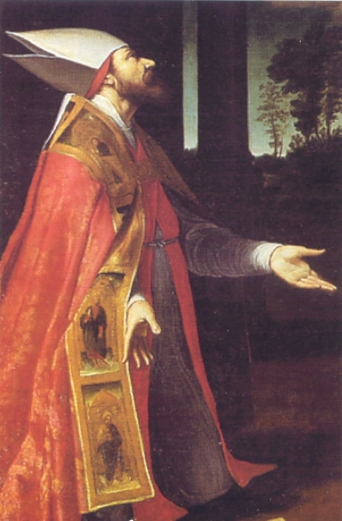 Agostino vescovo e la madre Monica ai piedi della Vergine