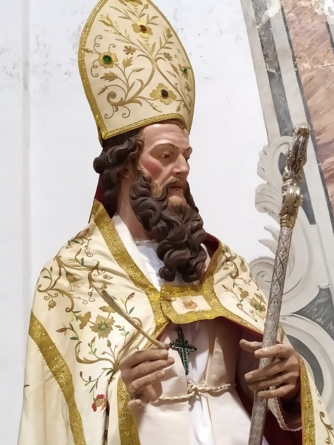 Agostino combatte le eresie e vince gli eretici: particolare del volto del santo