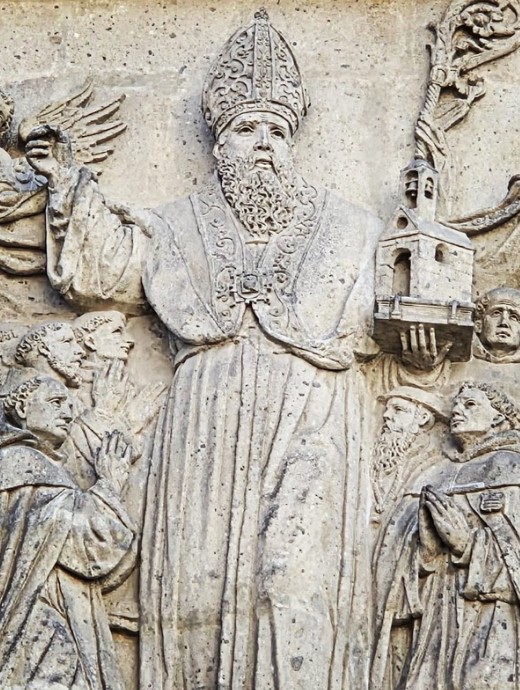 Sant'Agostino in gloria, particolare del santo