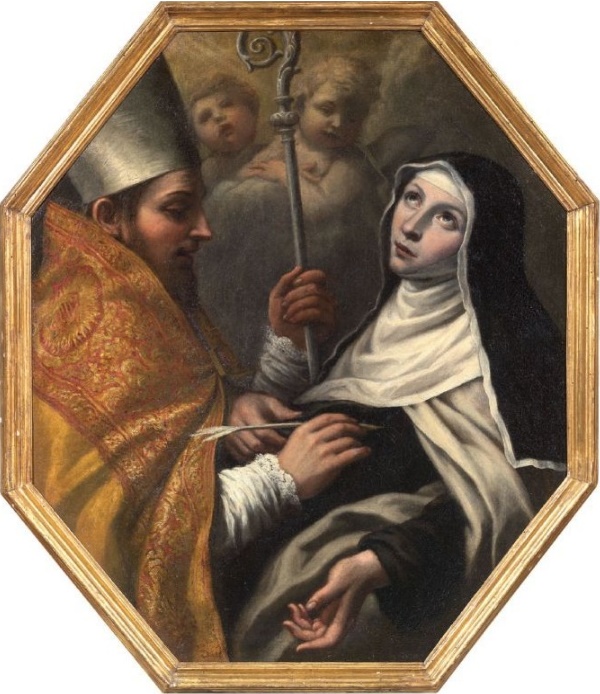 Sant'Agostino scrive sul cuore di Santa Maria Maddalena de' Pazzi