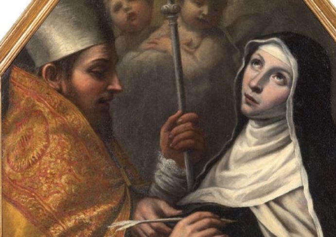 Sant'Agostino scrive sul cuore di Santa Maria Maddalena de' Pazzi